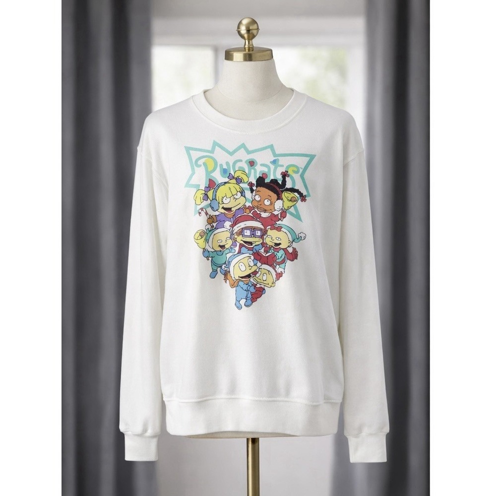 Nickelodeon Rugrats Crew Neck Sweatshirt White Graphic Womens Size‎ Medium